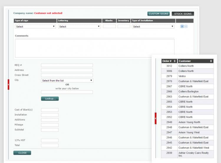 Seamless Online Ordering for Corporate Signs' Inventory