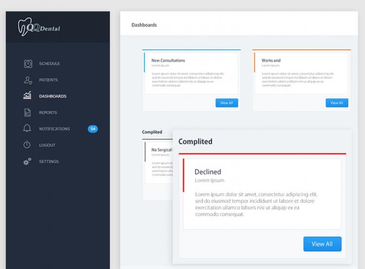 Dental appointment management software interface