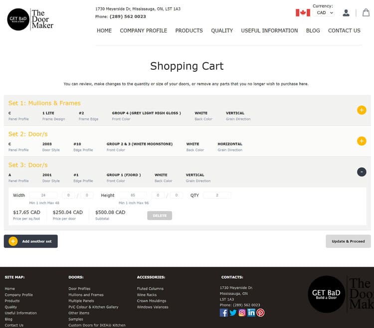 Advanced Product Configurator by Vestra Inet for Door Maker